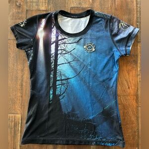 INKnBURN Vintage Blue and Black tech/running shirt.